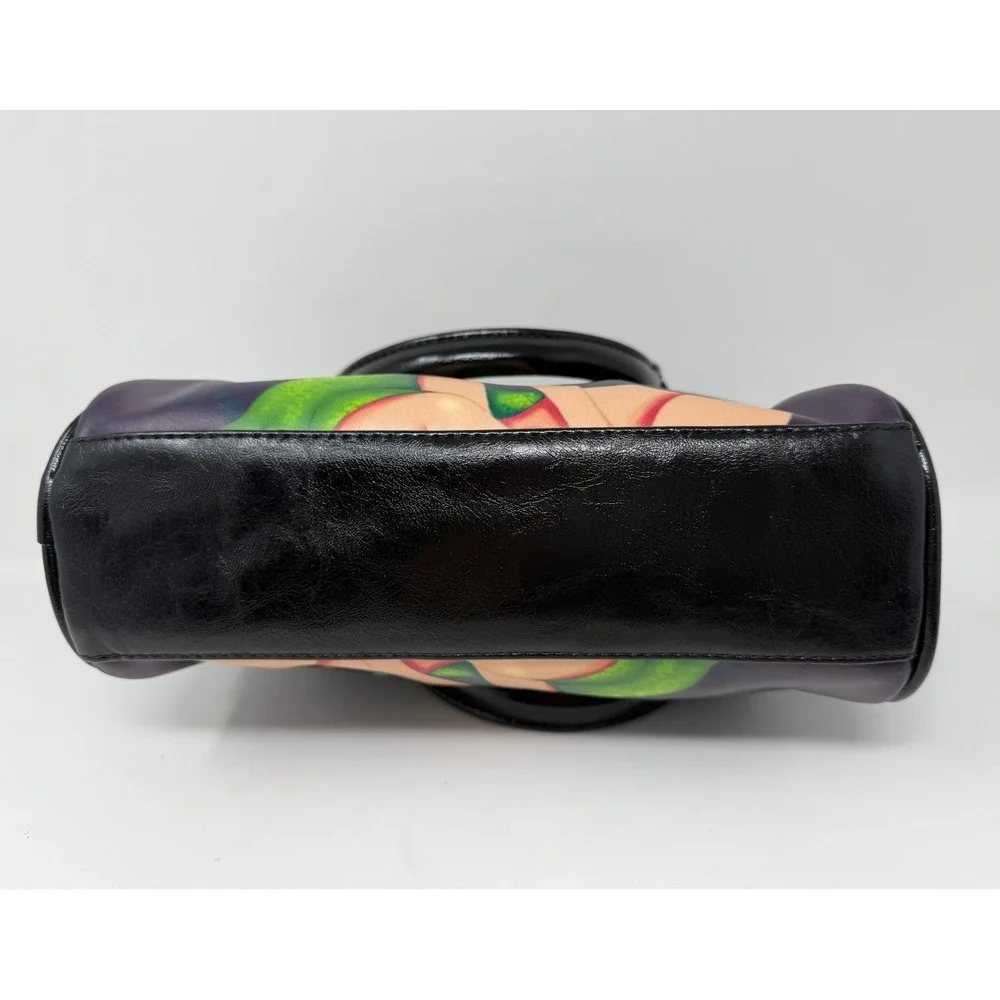 Disney Tinker Bell Fairy Satchel Crossbody Bag‎ Black Purple Graphic Print